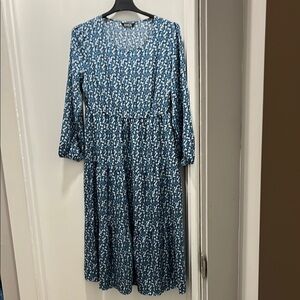 BloomChic Blue and White Bishop Sleeve Sundress